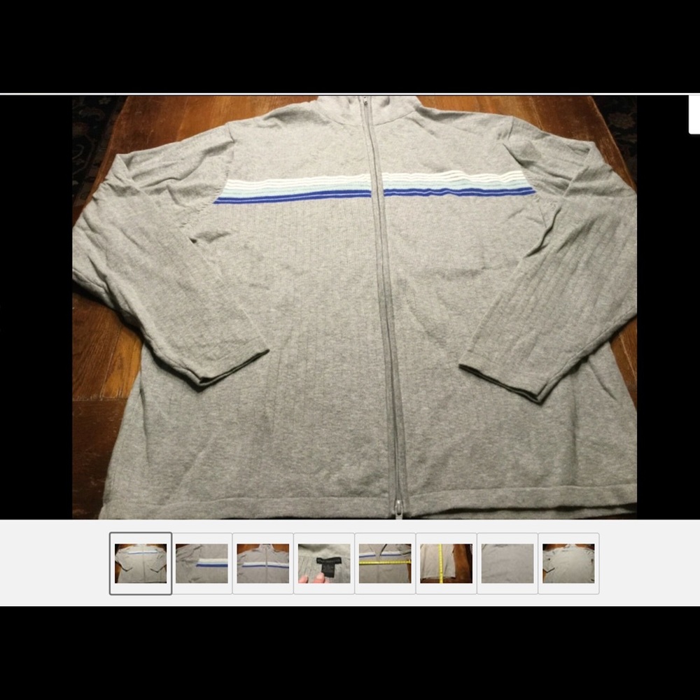 Mens Alex Stevens Sz L Zip Up Gray Sweater EUC